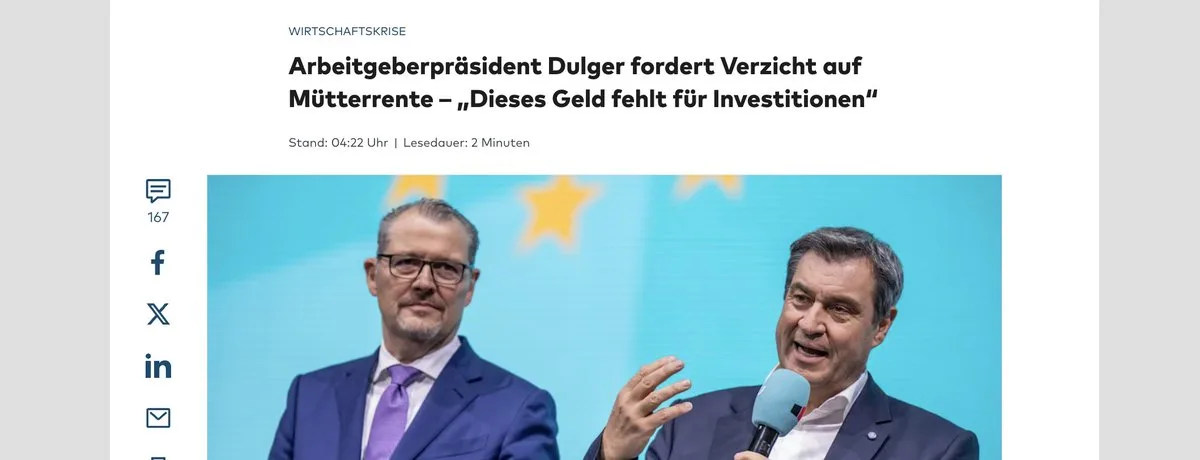 "Frohlocket Untertanen! Statt schnöder Mutterrente gibt es alsbald wieder edle Mutterkreuze! Auf dass der Nachschub nie versiege! Heil Unsererdemokratie!" :)