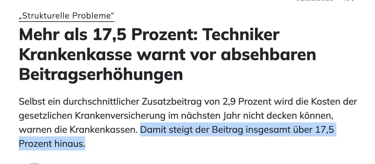Ärztlicher Hinweis: Deutschlands Krankenversicherung ist unbezahlbar. Das war lange absehbar, weil das Gesundheitssystem korrupt ist bis ins Mark. "Reformen" daran sind unmöglich.
