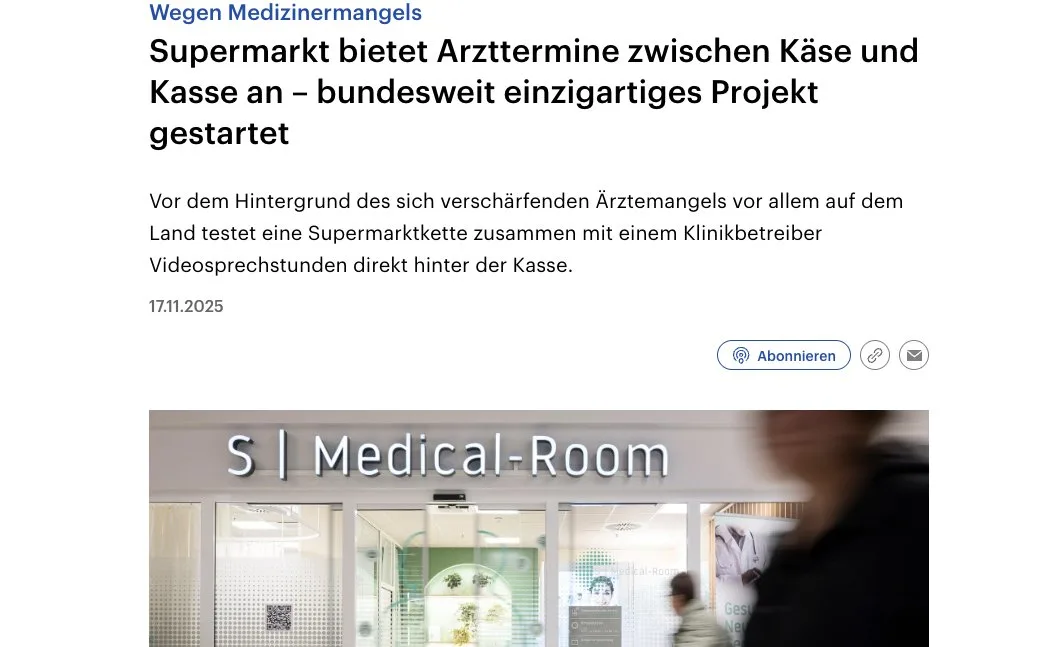 Statt Ärzten gibt es in Deutschland jetzt "Servicekabinen" im Supermarkt. So will es das Regime.