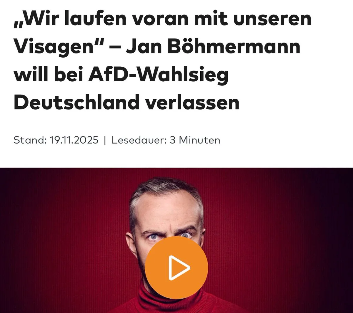 Böhmermann glaubt tatsächlich, er sei „kein Weichei“ :)