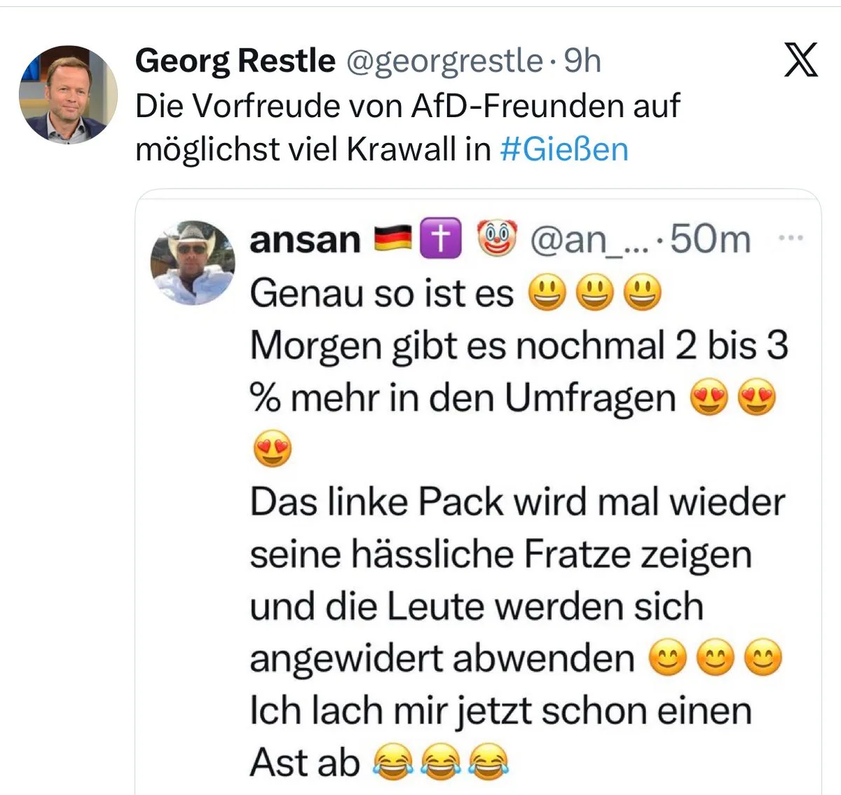 Die Dummheit von @GeorgRestle ist beruhigend :)