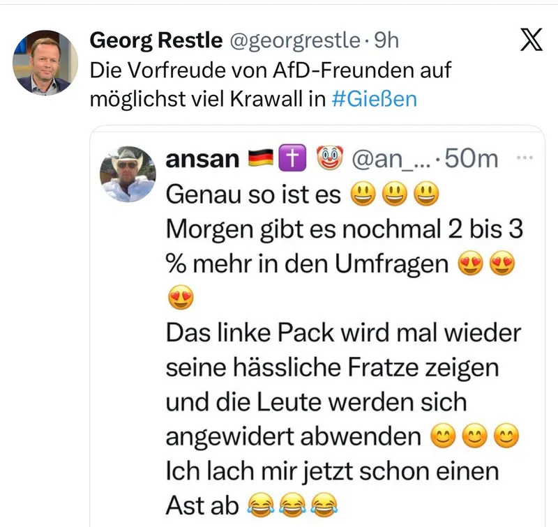 Die Dummheit von @GeorgRestle ist beruhigend :)