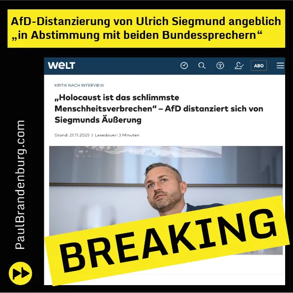 BREAKING: AfD-Distanzierung von Ulrich Siegmund angeblich „in Abstimmung mit beiden Bundessprechern“