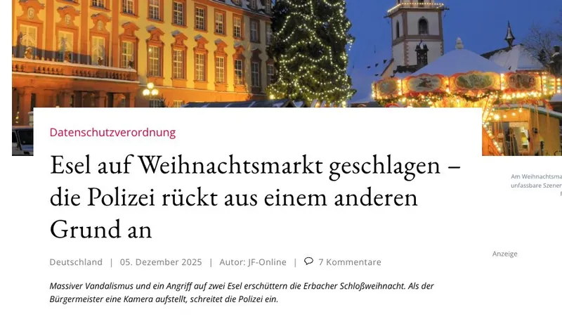 Hessischer Weihnachtsmarkt: Eselfolter durch "Jugendlichen"
