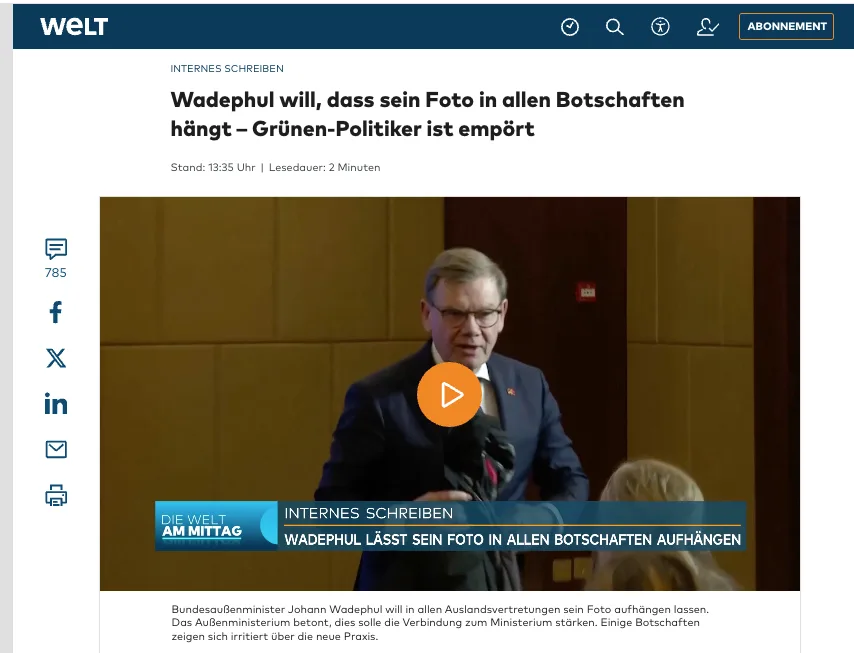 BREAKING: Deutschlands Aussenminister-Darsteller Wadephul ist kein einfacher Idiot. Er ist ein ebenso großer Narzisst :)
