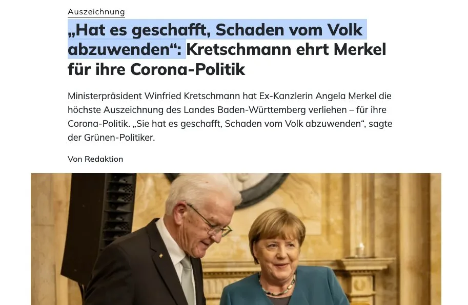 Winfried Kretschmann verhöhnt unzählige Mordopfer. Er muss die Deutschen aus tiefstem Herzen hassen – wie sein Vorbild Angela Merkel. Beide Verbrecher müssen um jeden Preis gerichtet werden.