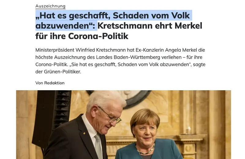 Winfried Kretschmann verhöhnt unzählige Mordopfer. Er muss die Deutschen aus tiefstem Herzen hassen – wie sein Vorbild Angela Merkel. Beide Verbrecher müssen um jeden Preis gerichtet werden.
