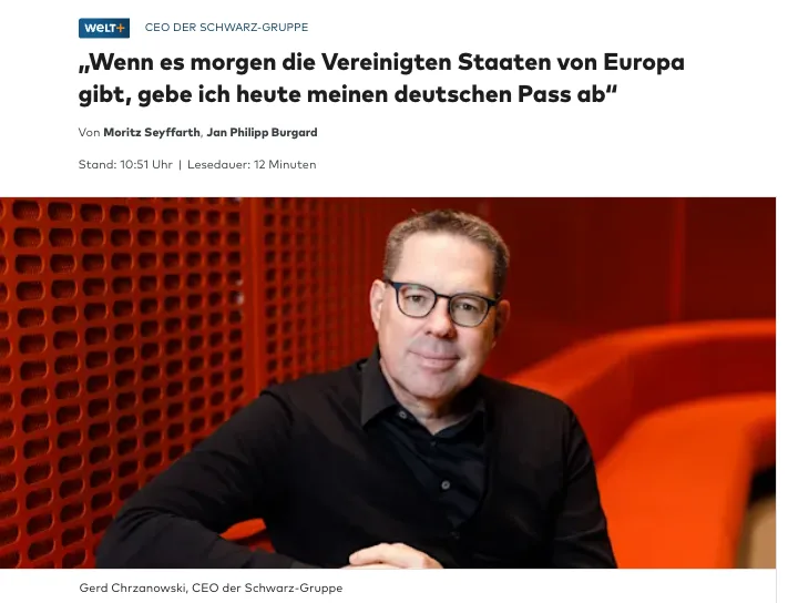 Einkaufshilfe: Der "Lidl"-Boss will mehr Macht für die "EU" und ist Fan der "Bundesregierung" unter Blackrock-Fritz