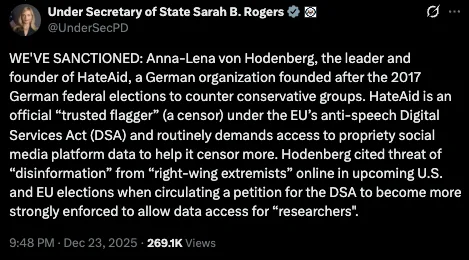 BREAKING: USA sanktionieren Chefin der deutschen Zensur-"NGO" "Hate Aid"