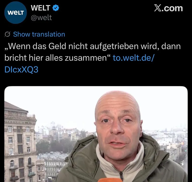 Übersetzungsservice: “Nazi-Kommandeur Selenski geht trotz goldenen Klos der Arsch auf Grundeis”