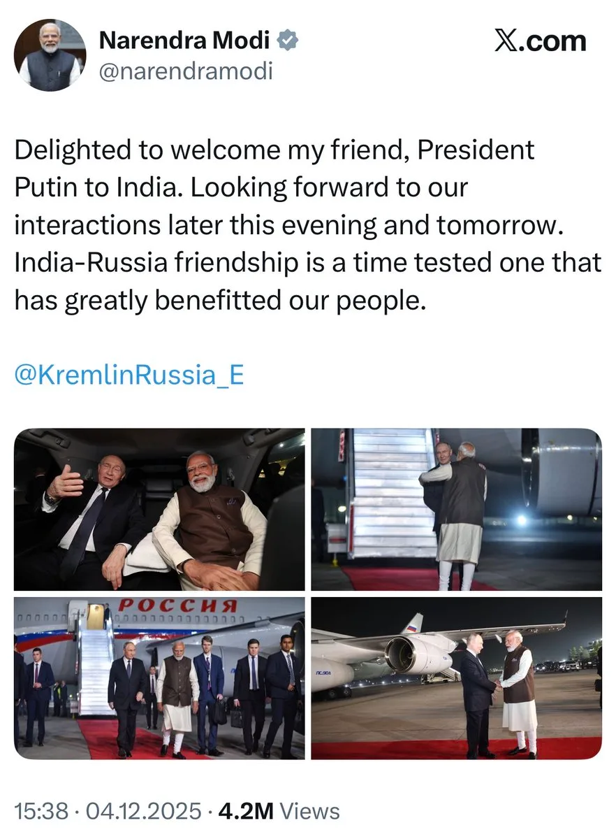 Indiens Premier begrüsst “erfreut” seinen “Freund Präsident Putin”