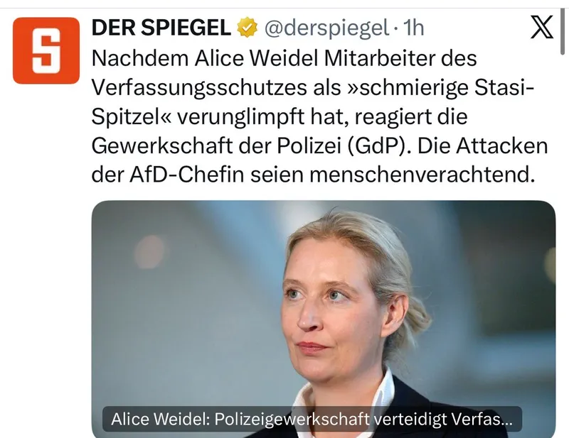 Statsigestapo-Schergen und Regimemedium fassungslos: @AfD-Chefin benennt Stastigestapo als das, was sie ist :)