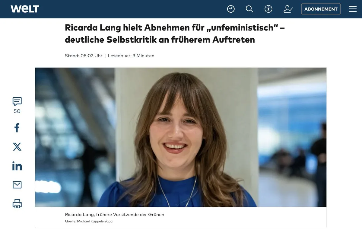 Untertanen: Eine geistlose Pummeltriene ohne Lebensleistung hat abgenommen! Alle Regimemedien berichten Euch davon! Begreift also, dass sie wichtig sein muss! ?