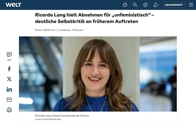 Untertanen: Eine geistlose Pummeltriene ohne Lebensleistung hat abgenommen! Alle Regimemedien berichten Euch davon! Begreift also, dass sie wichtig sein muss! ?
