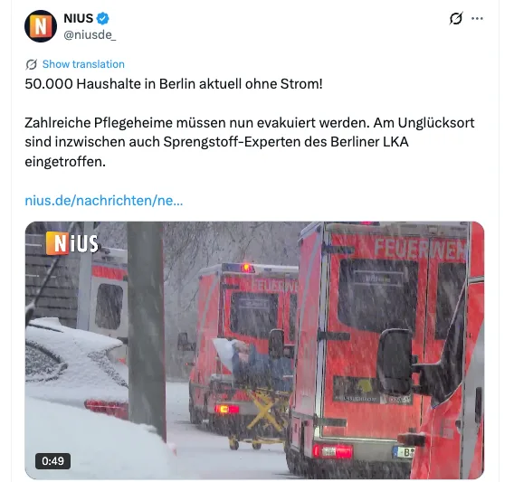 Berlin: Linksterror schneidet 50.000 Haushalt vom Strom ab
