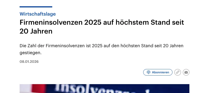 Glückwunsch allen CD-Wählern: "Firmeninsolvenzen 2025 auf höchstem Stand seit 20 Jahren"