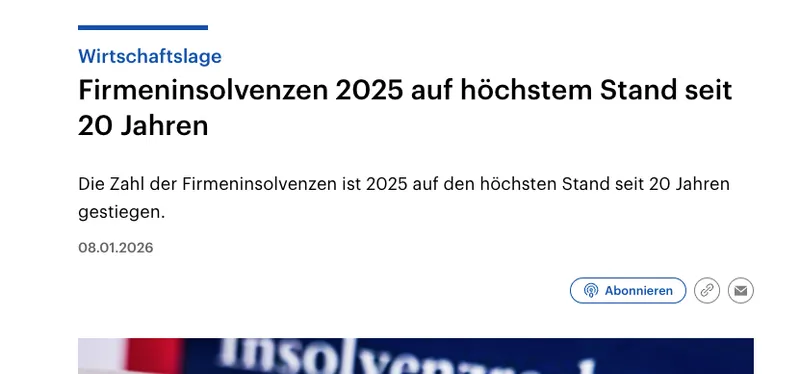 Glückwunsch allen CD-Wählern: "Firmeninsolvenzen 2025 auf höchstem Stand seit 20 Jahren"