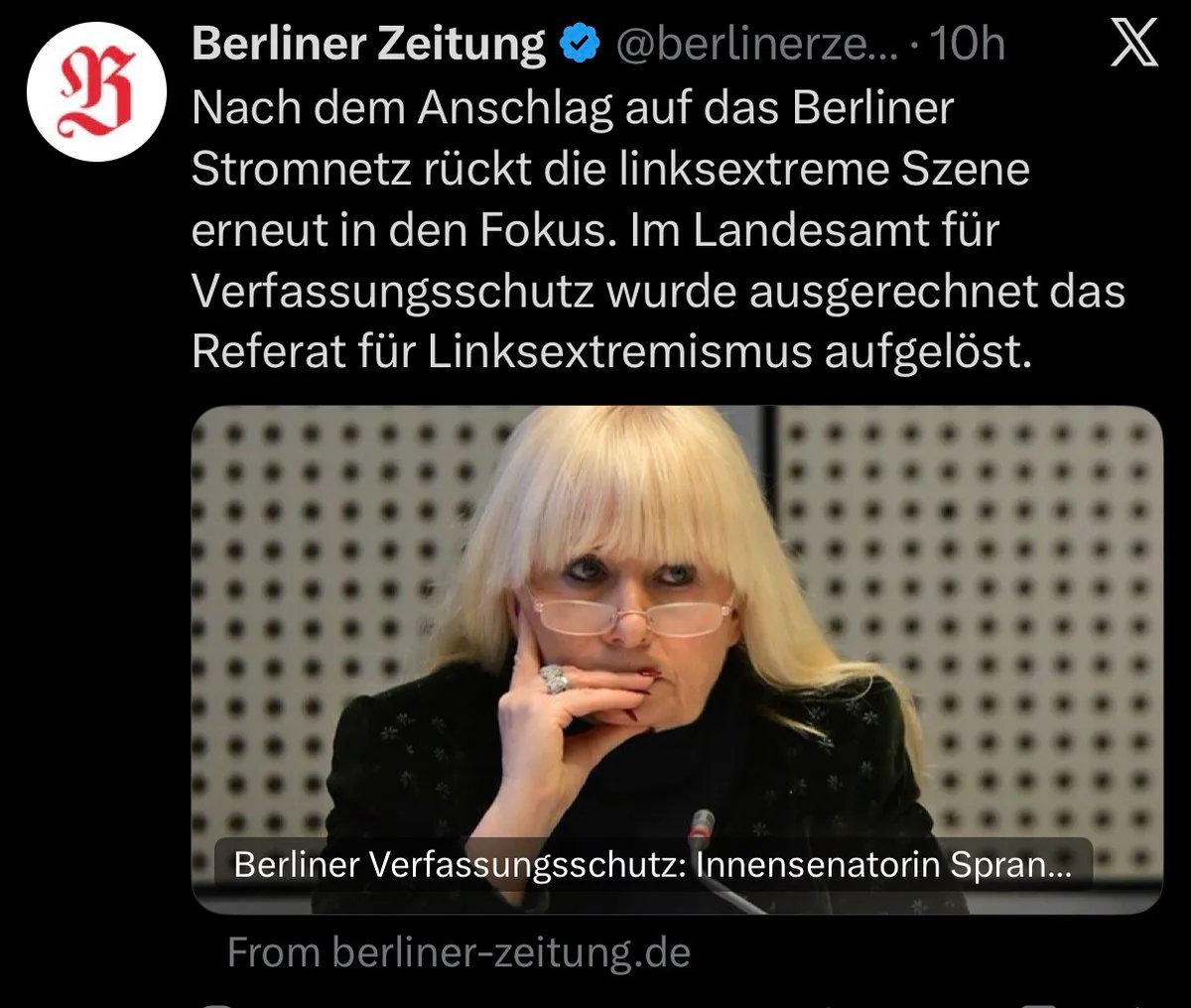 Reiner Zufall: Berliner „Verfassungsschutz“ hatte vor linkem Terroranschlag seine Abteilung „Linksterror“ aufgelöst ☺️