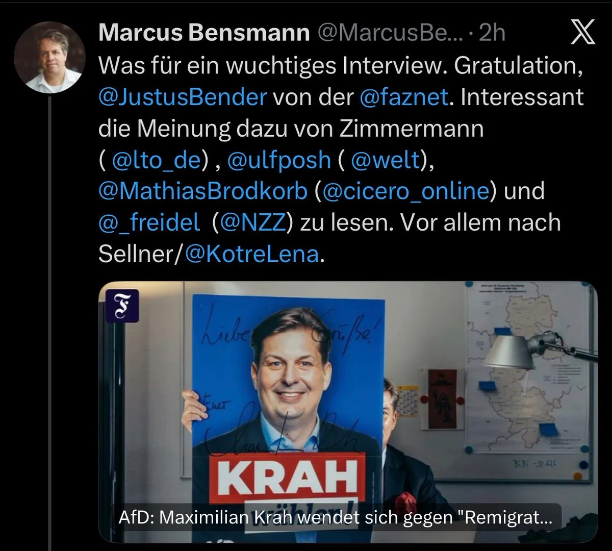 Erstaunlich: Das Regime bewirbt seine AfD- Marionette Maximilan Krah völlig offen. Der „Verfassungsschutz“ versucht nicht mal mehr, sich zu verstecken.
