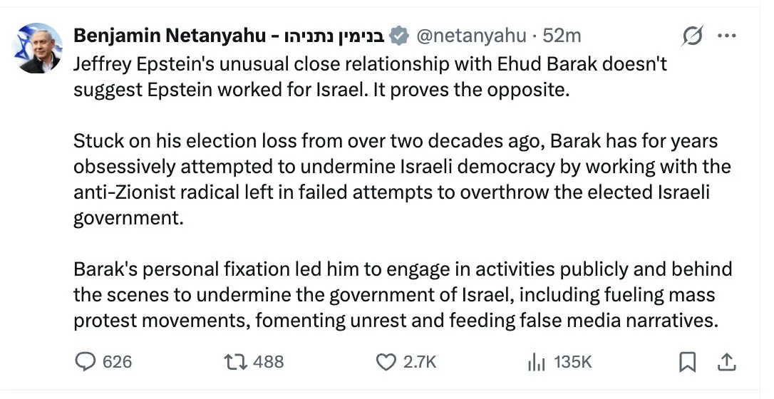 Israels amtierender Premier, Benjamin Netanyahu, äussert sich zu Jeffrey Epsteins Israel-Verbindung