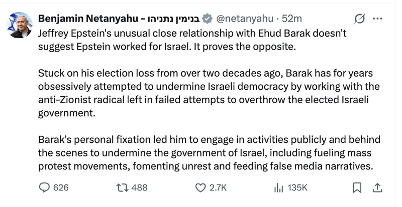 Israels amtierender Premier, Benjamin Netanyahu, äussert sich zu Jeffrey Epsteins Israel-Verbindung
