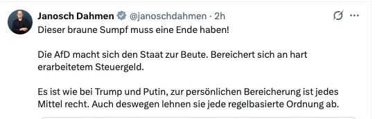 Die Skrupellosigkeit des Faschisten Janosch Dahmen wird nur durch seine Dummheit übertroffen. Zum Glück.