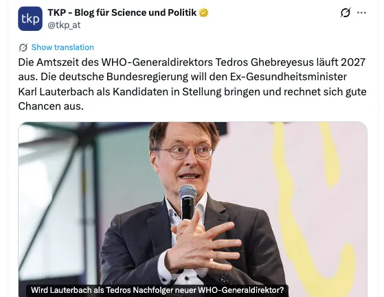 Wachwechsel der Massenmörder: Lauterbach soll Tedros Ghebreyesus als "WHO"-Chef folgen.