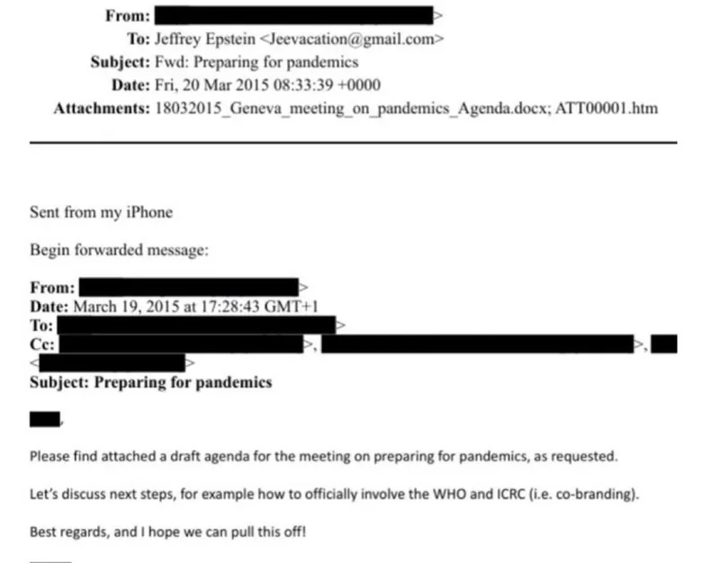 Neueste Epstein-Emails: Bereits 2015 "hoffte" ein Absender, man könne "Pandemien" bald als Marketingstreich "abziehen"